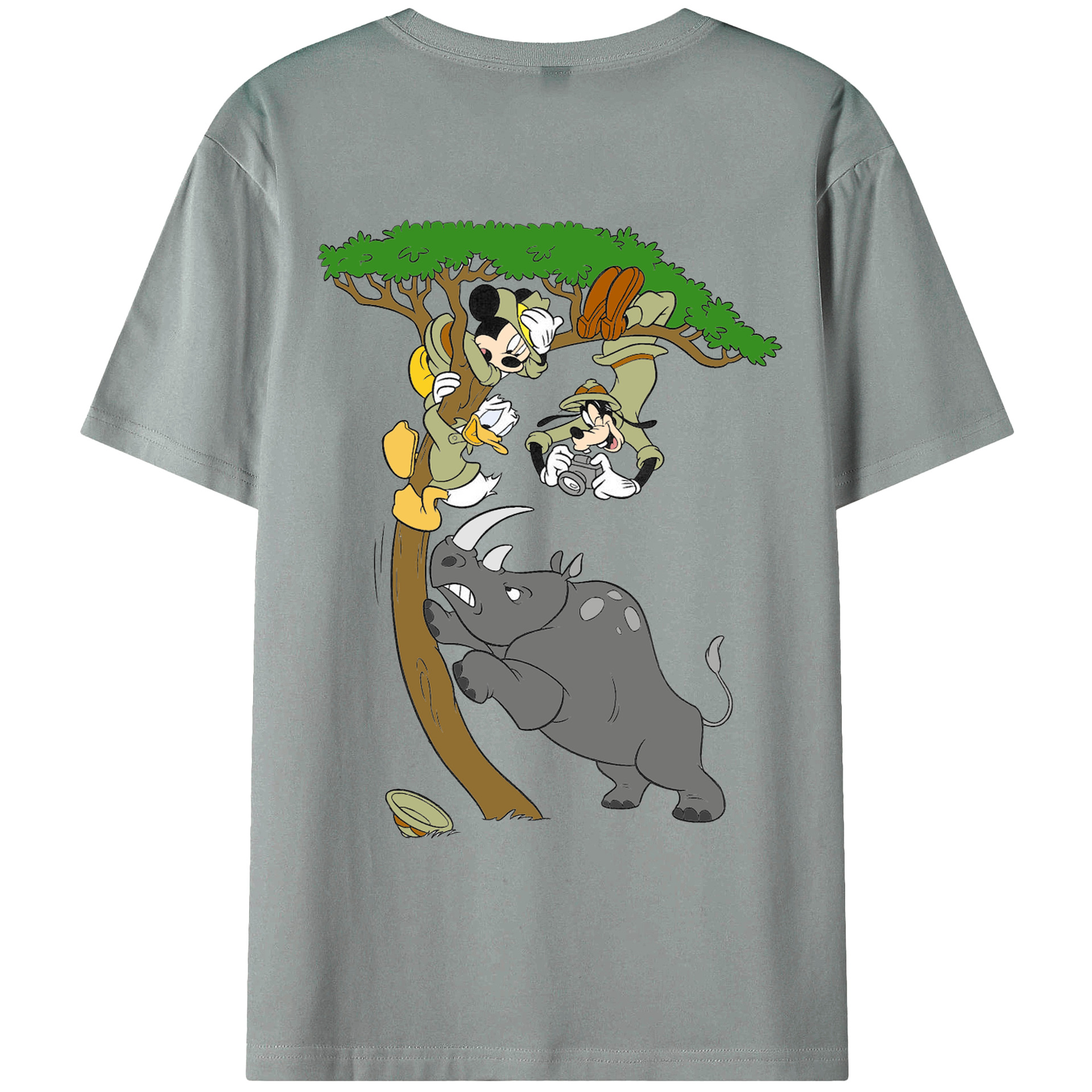 ミッキーマウス Mickey Mouse 綿100％ メンズ半袖Tシャツ（バックプリント） 通気性